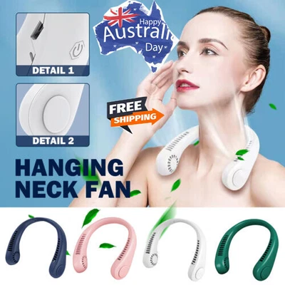 $19.68 • Buy Mini Neck Fan Portable Hanging USB Rechargeable Cooling Air Cooler Bladeless AU