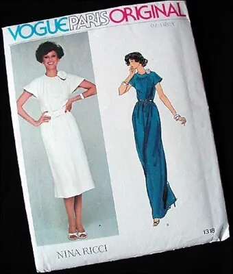 1970s Vogue Pattern NINA RICCI Paris Original DRESS 2 Lengths UNCUT 34 B Vintage • $22