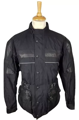 Q290 JTS Mens Textile Armoured Leather Detail Touring Motorcycle Jacket UK 40 • $56.82