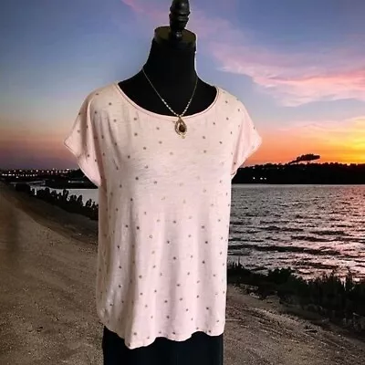 Boden Pale Pink Tee With Glitter Gold Star Pattern Size Medium • $13.37