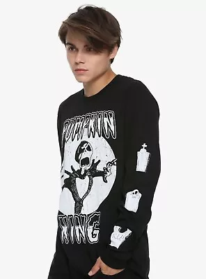 The Nightmare Before Christmas Mens Pumpkin King Long Sleeve Shirt New S M • $9.99