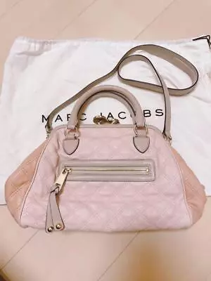 Marc Jacobs 2WAY Stam Shoulder Bag Cowhide Quilted Pink Chain Very Good Cond • $193.60