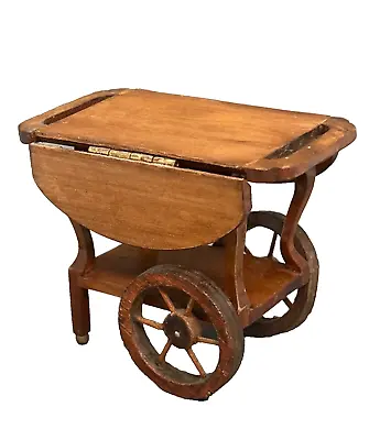 Vintage Wooden 1:12 Coffee Tea Cart Dollhouse Miniature Furniture • $23.88