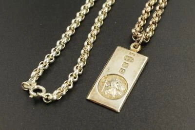 £31 • Buy .925 STERLING SILVER St Christopher Ingot Pendant Chain Necklace, 21.55g - H47