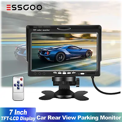 ESSGOO 7  LCD Monitor Rear View Screen For Car Reverse Camera Parking Backup • £40.95