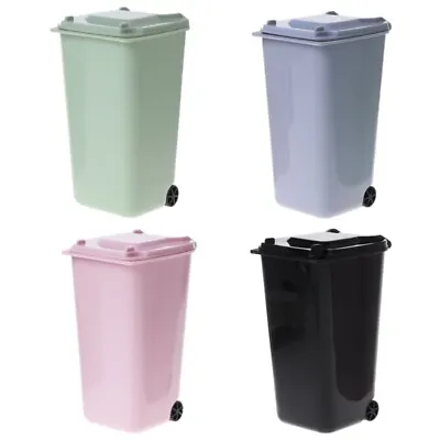 Mini Wheelie Trash Can Pen Holder Storage Bin Desktop Organizer Garbage Bucket • $9.10