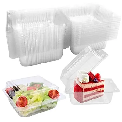 50 Pieces Single Individual Cake Slice Boxes Cheesecake Boxes Stackable Square • £9.99