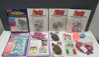 Lot Vintage MAKIT & BAKIT Kits Stained Glass Suncatchers Christmas Crystals Bags • $75.97