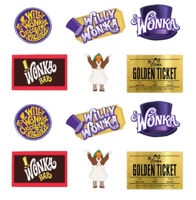 Set Of 12 Willy Wonka Themed Cupcake Toppers Edible Icing Or Photo Paper • £2.99