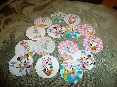 Pre Cut One Inch MINNIE MOUSE AND DAISY DUCK CARTOON FREE SHIP • $3.40