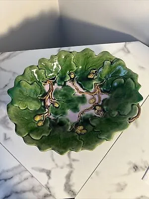 Griffin Smith & Hill Antique Majolica Oak Leaf Bowl • $325