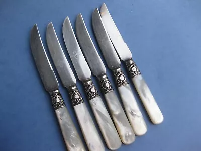 6 Mother Of Pearl & Sterling Handled Fruit Knives By 1857 World Brand • $24.99