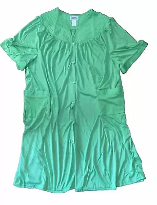 Anthony Richards House Dress Robe Green MuMu Size 6X Snap Button Front • $23.99