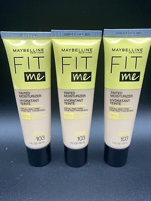 Lot Of 3 Maybelline Fit Me Shine-Free Tinted Moisturizer Natural Coverage 103 • $10