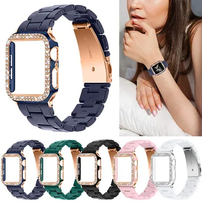 $9.97 • Buy Fashion Bling Sparkle Case+Resin Band For Apple Watch 8 7 SE 6 5 4 3 38-44 45MM
