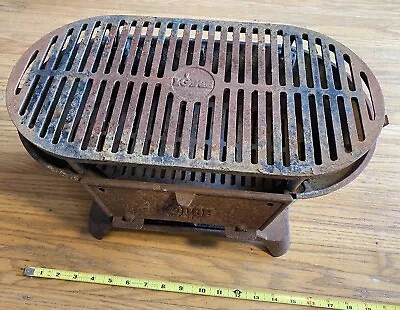 Vintage USA Made LODGE Sportsman Cast Iron Charcoal Camping Hibachi Grill • $175