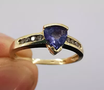 9ct 14ct Gold Tanzanite And Diamond Ring Size M 1/2 • £149