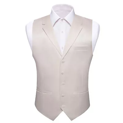 Wedding Formal Casual Mens Waistcoat Silk Solid Vest Tuxedo Gilet Coat Tops • $23.99