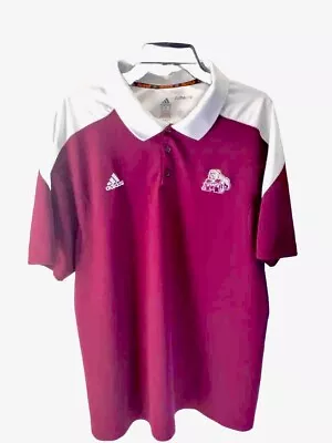 Mississippi State Bulldogs Adidas Stadium Coaches Polo Maroon Shirt Mens 2XL • $28.01