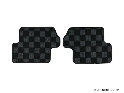 P2M REAR Checkered Flag Race Carpet Floor Mats Silvia 240sx S13 LHD Dark Grey • $41