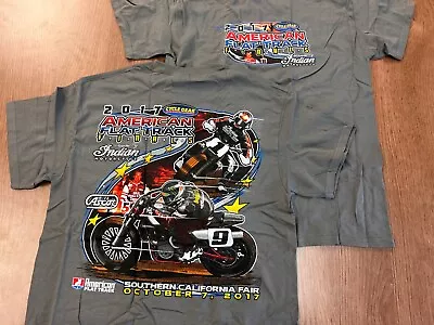 2017 American Flat Track Finals M T Shirt Deadstock Indian Motorcycle Gray Nos • $15