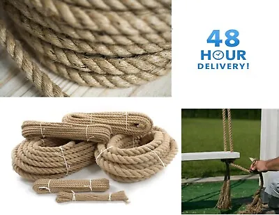 £5.47 • Buy Jute Rope Natural Twisted Braided Decking Garden Boating Sash 6mm - 50mm Per M