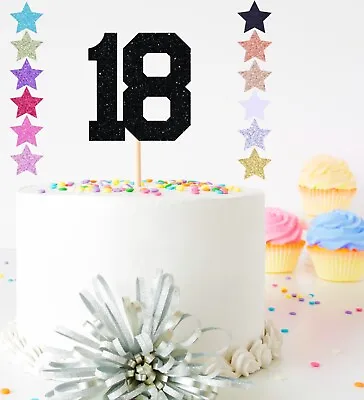 Large Bold Number Birthday Glitter Mens Boy Cake Topper Any Age 18th 21st 30th.. • £2.09