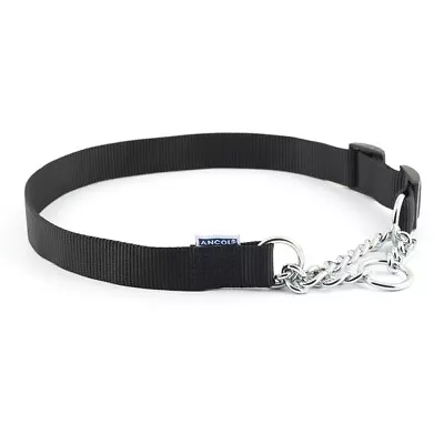 Ancol Dog Half Check Choke Collar Quality Nylon Chain Training 5 Sizes 2 Colours • £6.07