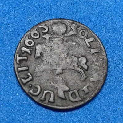 Poland Lithuania Solidus Szelag 1665 Copper Coin.  №354 • $14