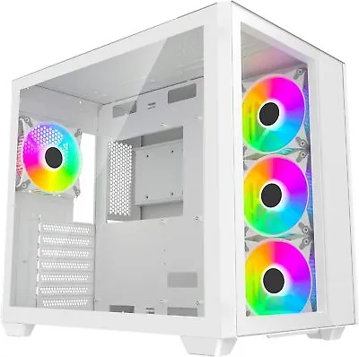 IONZ KZ-Z - PC Gaming Case ATX Mid Tower Dual Chamber Temp Glass - White /ONU • £66.95