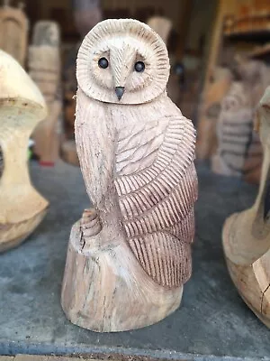 Chainsaw Carving Owl  Great Gift Idea Elm Wood Home Garden  Sculpture Art Craft  • £200