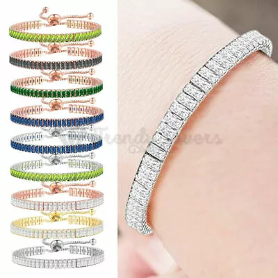 £4.99 • Buy 18ct Gold Plated Womens Swarovski Elements Crystal Tennis Stone Bracelet Bangle