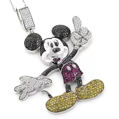 3.5CT Simulated Diamond Mickey Mouse Cartoon Pendant 14K White Gold Plated • $312.41