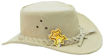 £19.95 • Buy Real Leather Australian Western Unisex Aussie Style Bush Hat Camel Beige 
