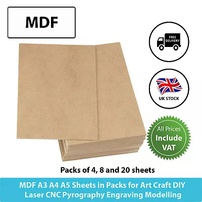 £160 • Buy MDF Sheet Packs A2 A3 A4 A5 Crafts Laser CNC Pyrography Fibreboard