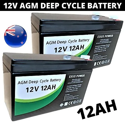 2 X 12V 12Ah AGM Deep Cycle Battery SLA Alarm Bike Solar Power Camping Marine • $64.99