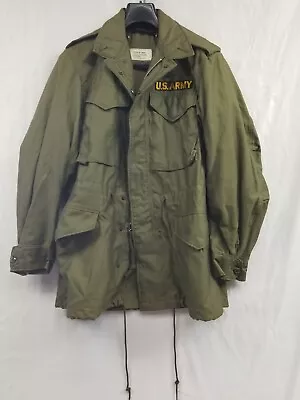 Vtg 1960 US Army M-51 Wind Resistant OG-107 Field Coat Size Small Regular Stains • $59.85