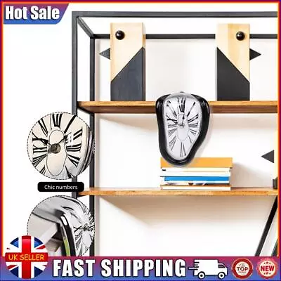 Melting Clock Deformation Clock Roman Number Gifts For Art Lovers (Black) • £10.09