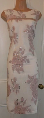 £9.95 • Buy Nightingales Sz 10 Uk Lined White Floral Cocktail Pencil Dress And Jacket Suit