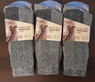 Men's Merino Grey Wool Socks Outdoor Walking Work Boot Thermal Socks UK 6-11 • £4.59