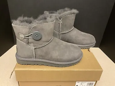 New! Womens UGG Mini Bailey Button II Grey Winter Boots. Size 7. Awesome Boots! • $103.50
