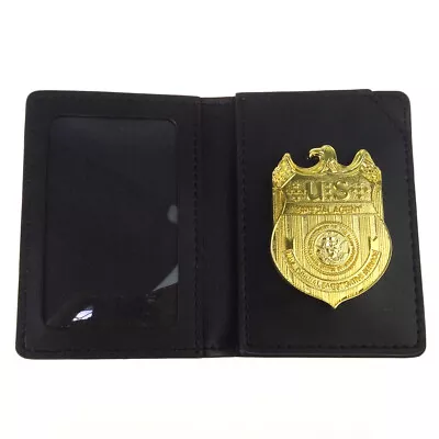 Leather Wallet Driving License ID Card Holder & NCIS Special Agent Metal Badge  • $41.79