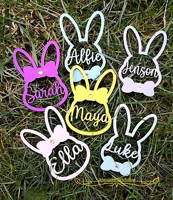 Personalised Easter Bunny Rabbit Wooden Hanging Gift Tag Egg Hunt Plaque  • £3.50