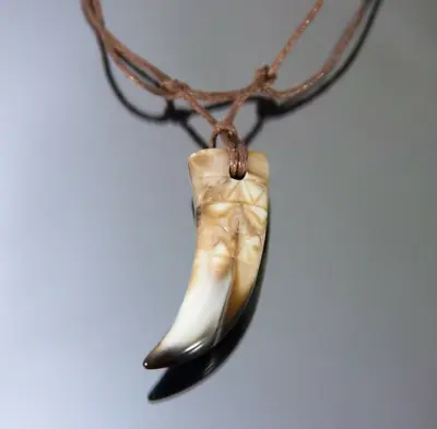 Wolf Tooth Necklace Faux Fang Talisman Lion Teeth Jewelry Tribal Men's Amulet • $23.90