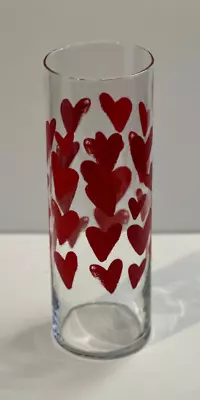 Glass Vase W/Red Hearts Design-10  Tall- Flowers/valentines/anniv/love • $12