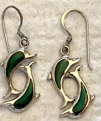   Vintage Sterling Silver Pierced Dolphin Earrings • $4.88