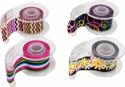 Decoration Tape Rolls With Dispenser 12mm X 2.8m Roll (4 Pcs) Holographic Design • £3.99