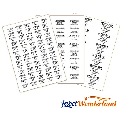 £2.79 • Buy Personalised Self Adhesive Pre Printed Sticky Return Address Labels On A4 Sheets