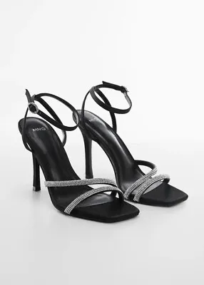 $39.07 • Buy Zara Style Diamond Rhinestone Open Toe High Heels Stiletto Sandals