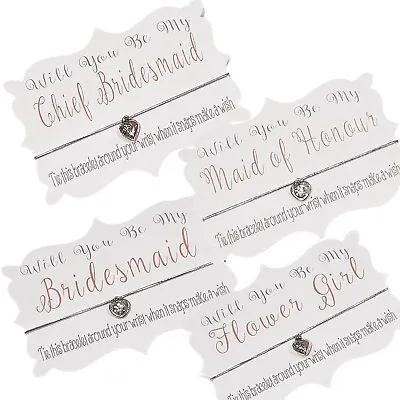 Will You Be My Bridesmaid Maid Honour Flower Girl  Wish Bracelet Gift & Envelope • £2.45